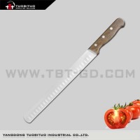 Stainless steel slicing knife - granton edge